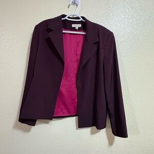 NWOT Amanda Smith Deep Burgundy Blazer with Pink Lining